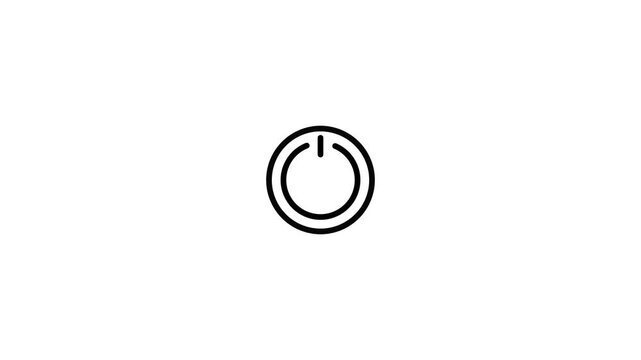 Animated power button icon for system turn on off, standby switch, device restart, energy control, start reboot command, electric power toggle, web interface navigation status loop animation.