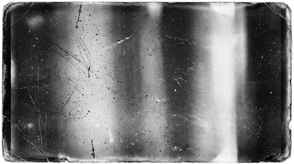 Obraz premium Old film texture with scratches, noise and light leaks. Realistic transparent overlay film texture in black-white, dust and grain. Distressed retro movie or photo negative effect of cinema nostalgia