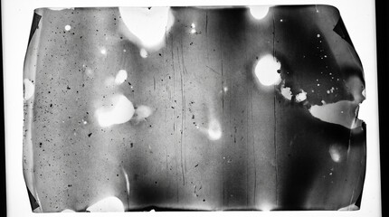 Obraz premium Old film texture with scratches, noise and light leaks. Realistic transparent overlay film texture in black-white, dust and grain. Distressed retro movie or photo negative effect of cinema nostalgia