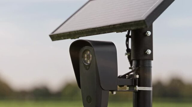 Solar Powered License Plate Reader Beneath a Roadside Solar Panel