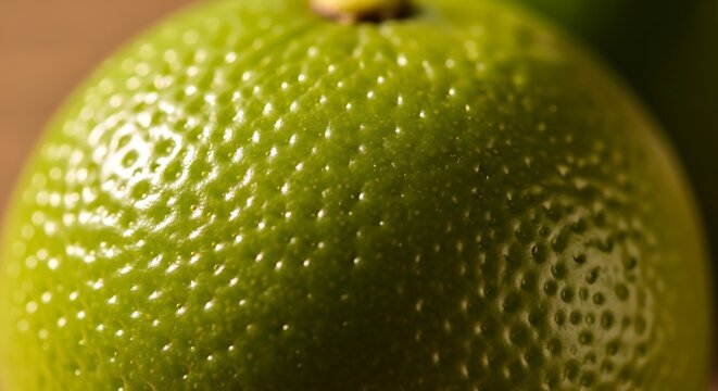 Macro view of a single fresh green lime skin showing texture with surface with surface