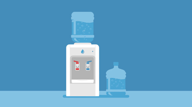 Water cooler dispenser with a spare bottle in a flat vector style illustration