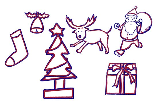 クリスマスアイコンセット、白背景、jpeg