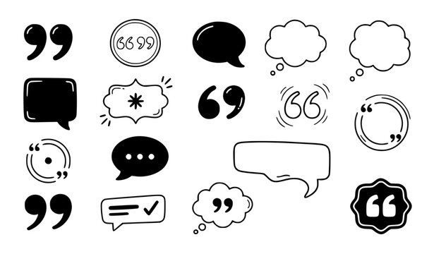 Mixed Quote and Comment Speech Icons for Social Media and UI Design