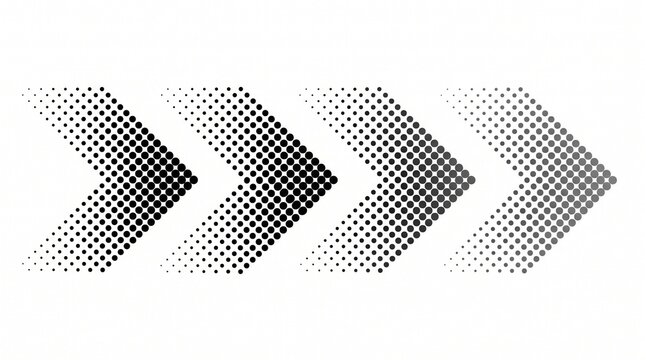 Pixelated black and white arrow icons in a dotted pattern on a clean background