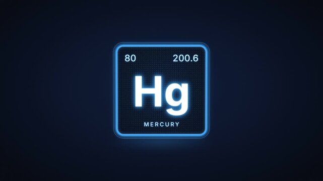 Mercury chemical element periodic table tile with atomic number 80