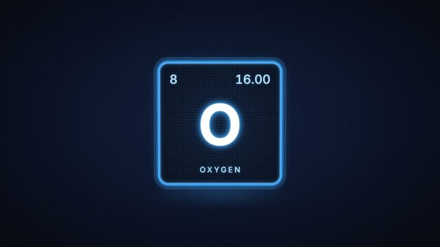 Oxygen chemical element periodic table tile with atomic number 8