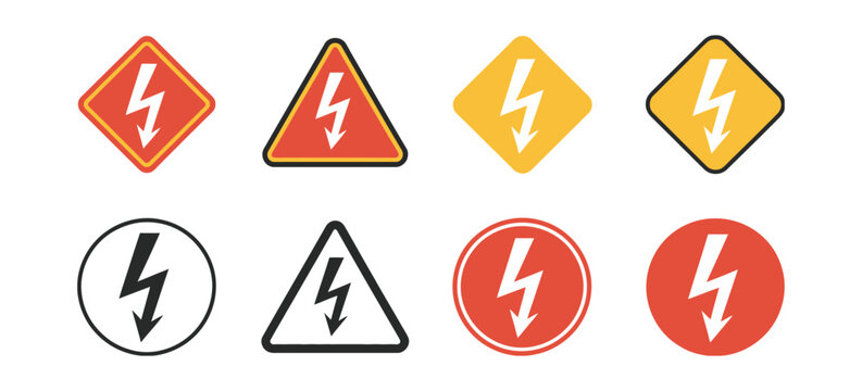 Power Outage Warning Sign, Electricity and High Voltage Hazard Symbols for Electrical Safety, Energy Failure, Danger Alerts, Utility Warnings and Vector Illustration
