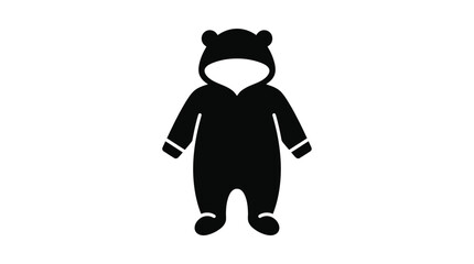 Black silhouette of a bear cub wearing hooded clothing silhouette © Gk