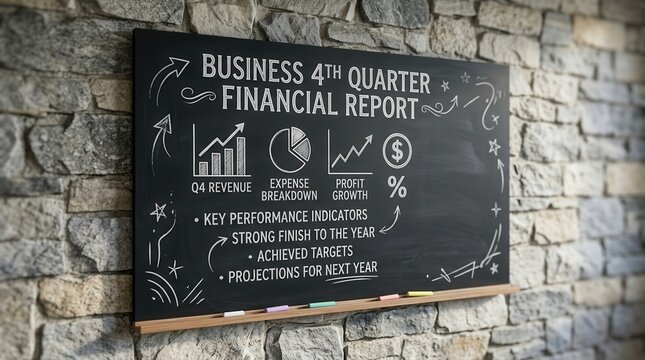 Business Fourth Quarter Financial Report Chalkboard Presentation