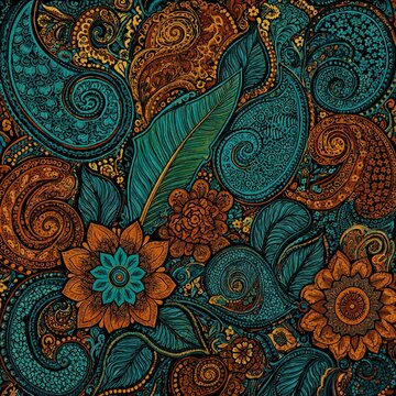 Intricate Vintage Paisley Floral Pattern Background Vector Collection Set Artwork