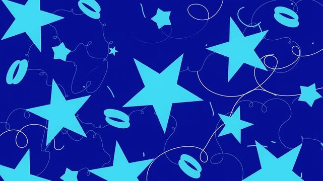 Abstract blue background with glowing stars and flowing gradient wave animation pattern