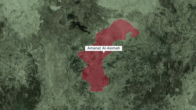 Yemen Map With Amanat Al Asimah Capital Municipality Highlighted Satellite Animation