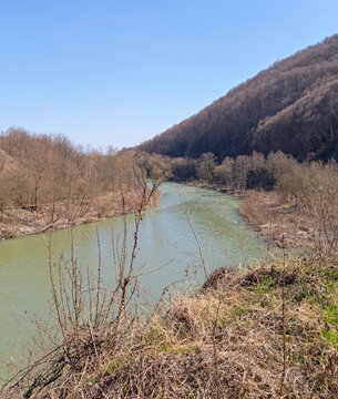 West Morava River in Cacak Serbia Sunny Spring Day Travel