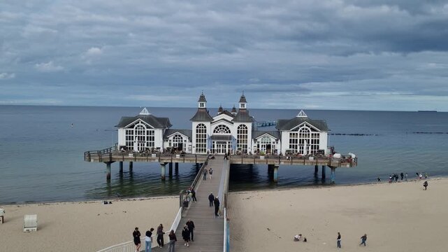 Sellin Pier and Beach Seen From the Clifftop Boardwalk Panaromic View