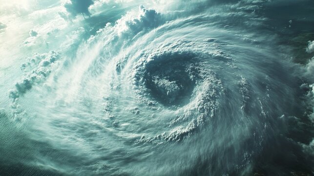 Dramatic swirling vortex of storm clouds, powerful rotation in turbulent sky, displaying immense atmospheric energy