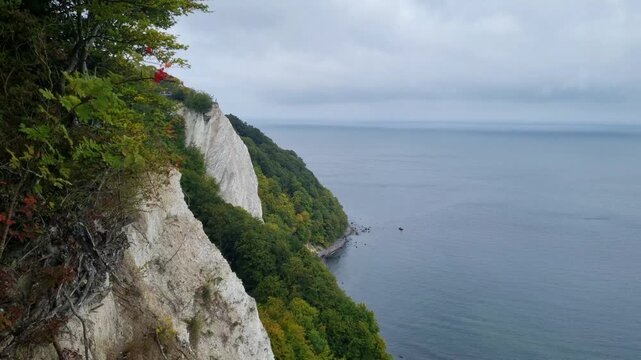 Chalk Cliffs Beyond a Viewpoint Railing on the Jasmund Coast