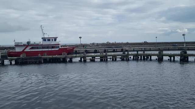 Red Fishing Boat Moored Along the Sassnitz Mole