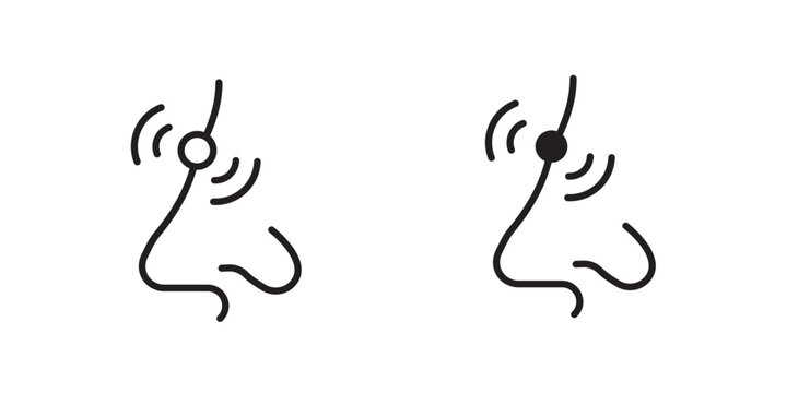 Nose pain icon flat outline in black