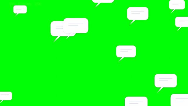 White speech bubbles floating on green screen background animation.