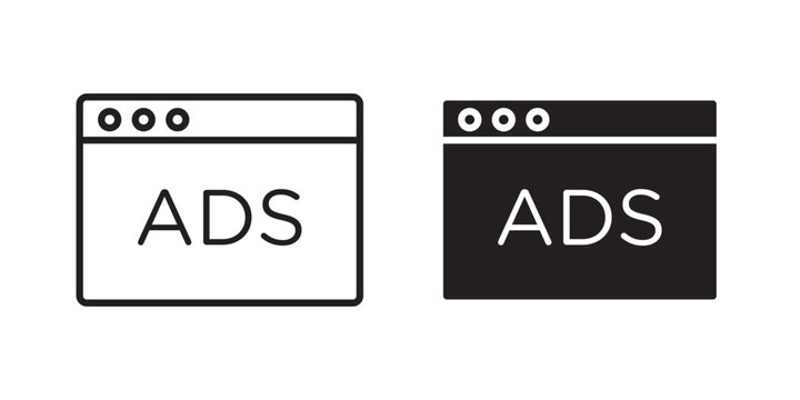 Ad icon flat outline in black