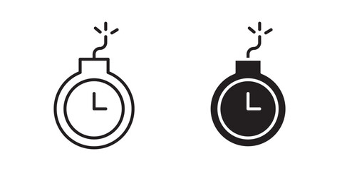 Deadline icon flat outline in black © Warpiya