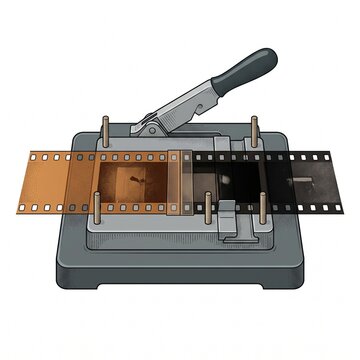 Vintage Film Splicer Illustration with 35mm Film Strip