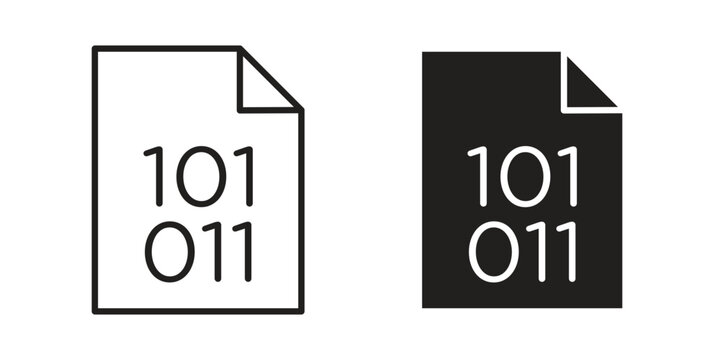 File Binary icon flat outline in black