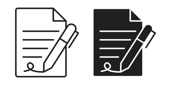 signature file icon flat outline in black