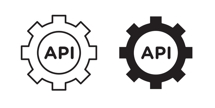 API icon flat outline in black