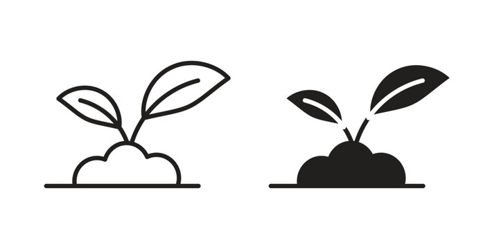 Seedling icon flat outline in black