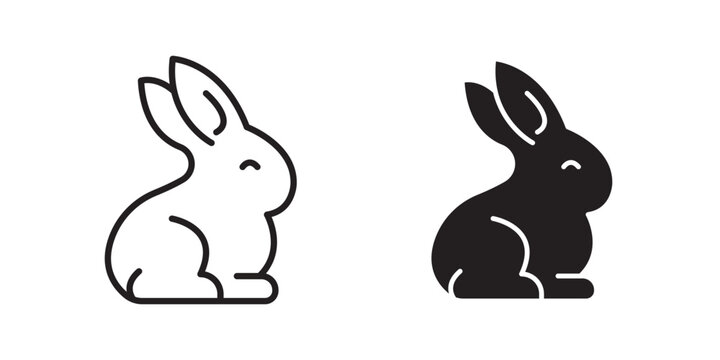 Rabbit icon flat outline in black