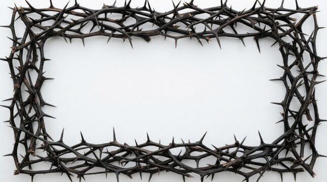 Crown of thorns arranged in a rectangular frame shape