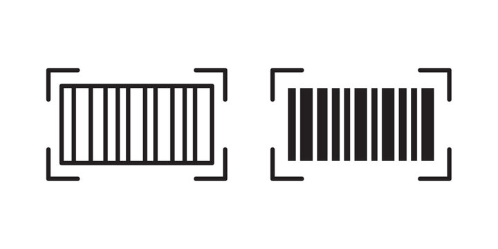 Barcode read icon flat outline in black