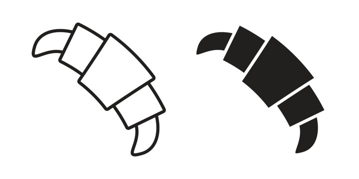 Croissant icon flat outline in black