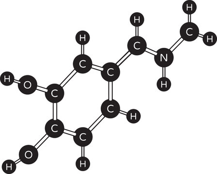Chemical structure of dopamine molecule, a neurotransmitter and hormone blue monday