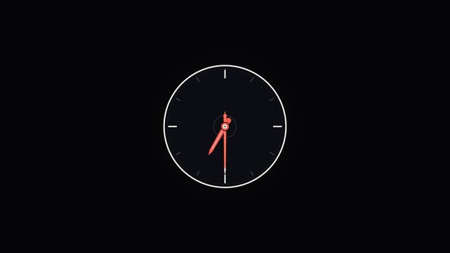 Minimalist modern clock showing time against a dark background