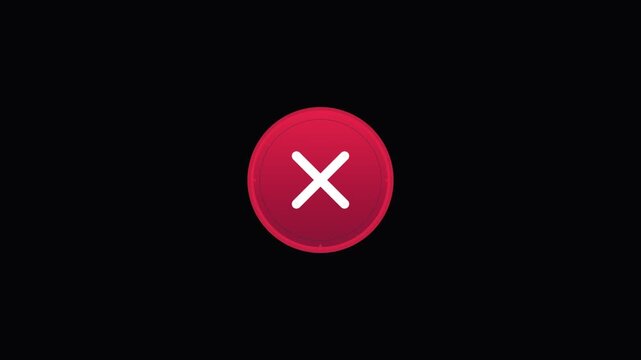 Red circle button with white cross icon on black background