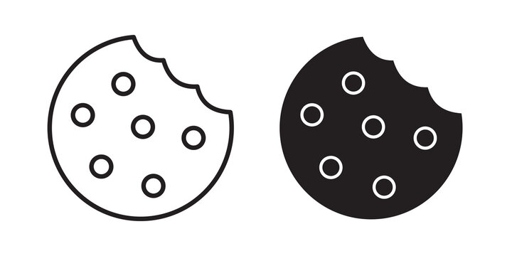 Cookie icon flat outline in black