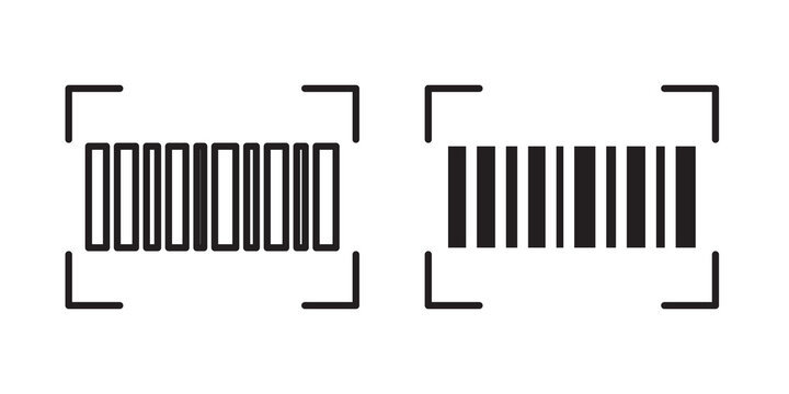 Barcode read icon flat outline in black