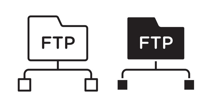 FTP icon flat outline in black