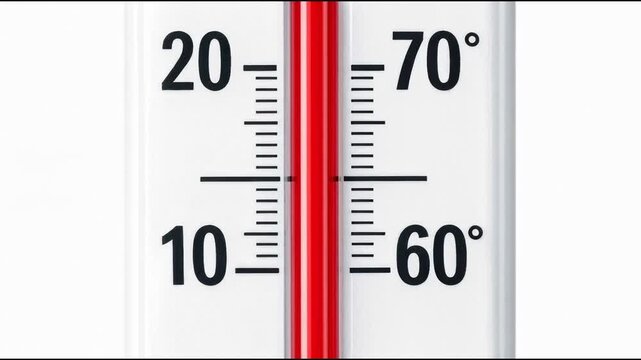 A thermometer with a red handle on a white background, suitable for use in various settings