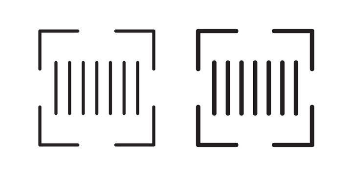 Barcode read icon flat outline in black