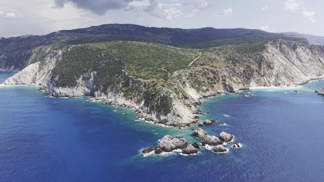 Petani, Kefalonia, Greece, aerial drone view