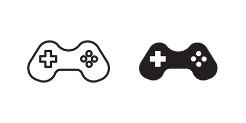 Game controller icon flat outline in black © Warpiya