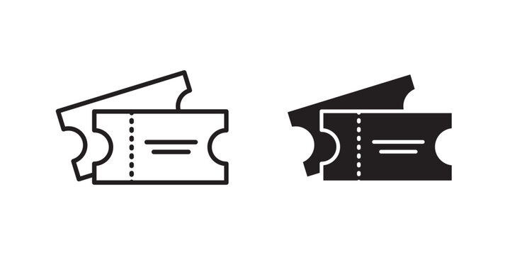 Event ticket icon flat outline in black