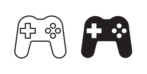 Game controller icon flat outline in black © Warpiya