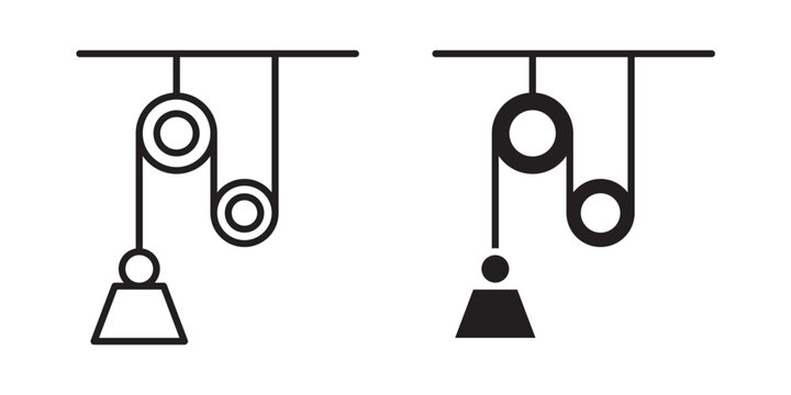 Pulley icon flat outline in black