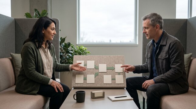 Consultants review a completed transformation workflow