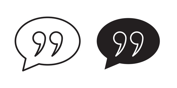 Comment quote icon flat outline in black